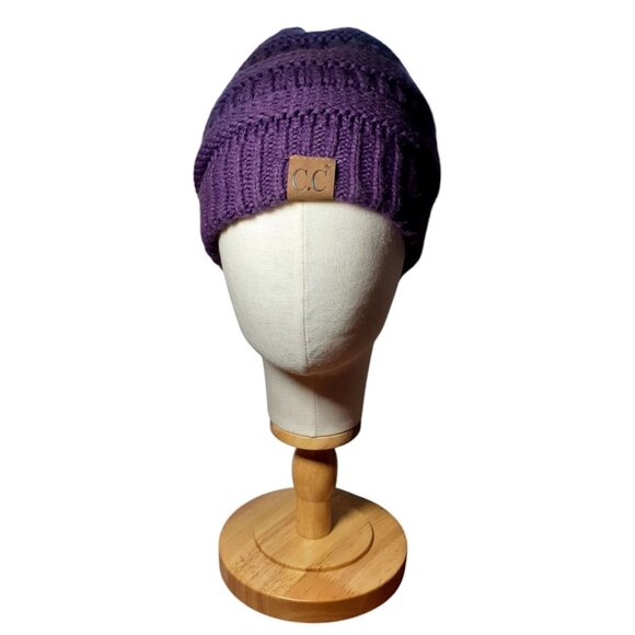 CC Beanie Purple One Size Slouchy Cold Weather Cap - Picture 2 of 4